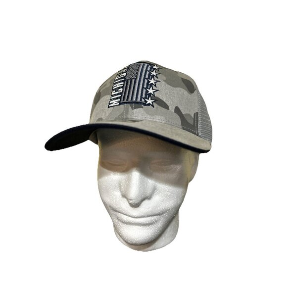 University of Michigan Wolverines Gray Camo Mesh OHT Snapback Hat Cap - Picture 4 of 10